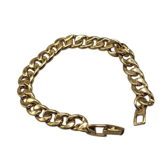 Napier Bracelet Patent Number Gold Plated Flat Cuban Link Size 7 Vintage - Picture 10 of 10